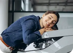 woman and a car